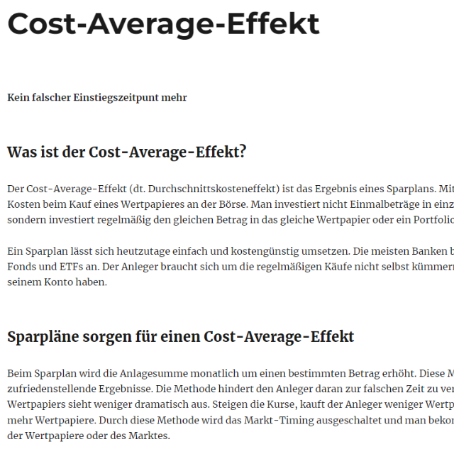cost average effekt